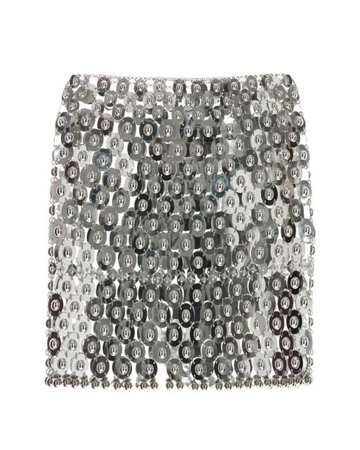 Rabanne Gray Disc-Embellished Chainmail Mini Skirt