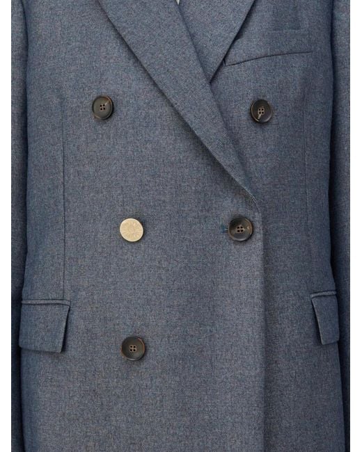 RETORI Blue Double-Breasted Peak-Lapel Wool Blazer