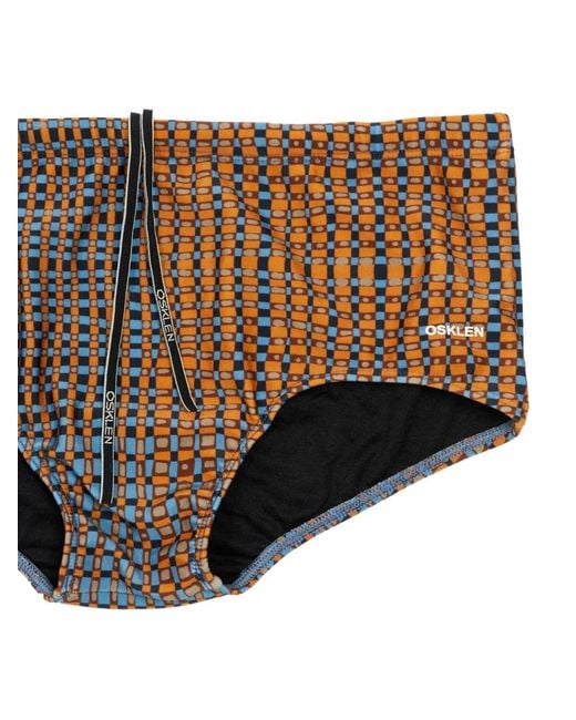 Osklen Orange Bent Geometric-Pattern Swim Briefs for men