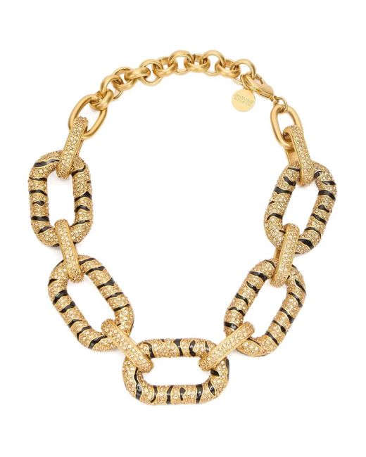 Roberto Cavalli Metallic Crystal-Embellished Tiger-Stripe Necklace