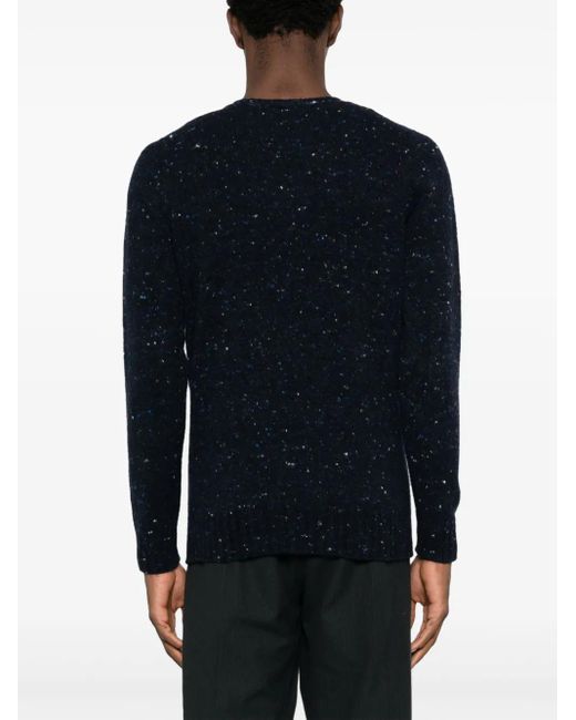 Drumohr Blue Crew-Neck Speckle-Knit Jumper for men