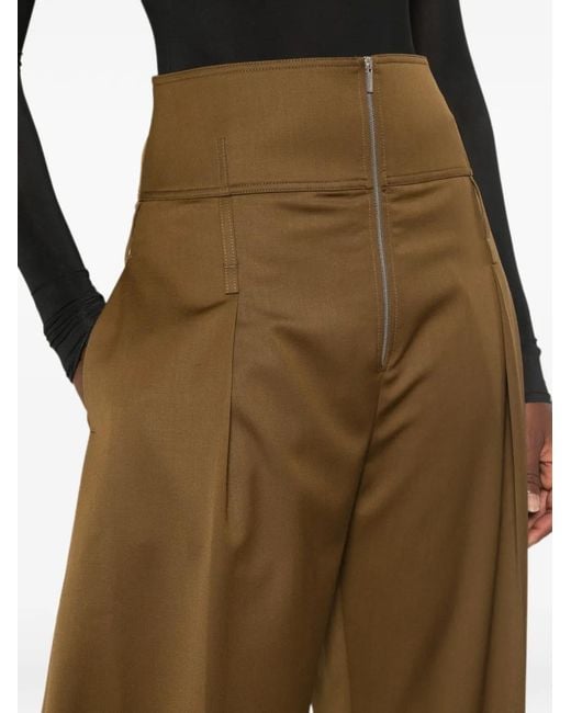 Ferragamo Natural High-Waisted Wide-Leg Trousers