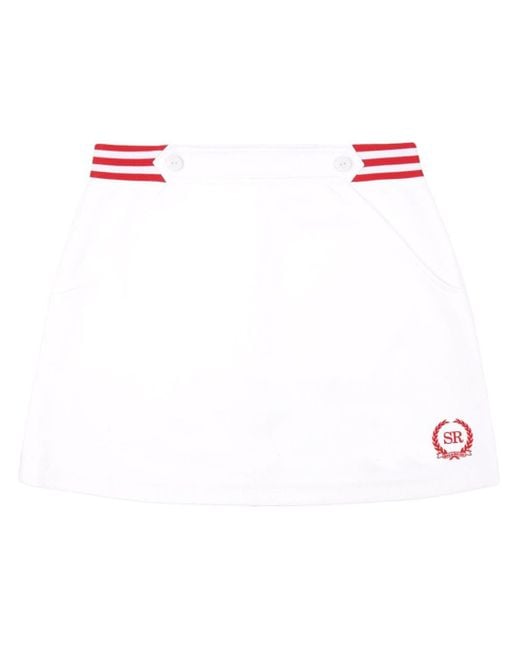 Sporty & Rich White Kelly Logo-embroidered Skirt