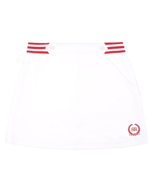 Sporty & Rich White Kelly Logo-embroidered Skirt
