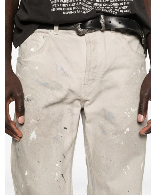 Enfants Riches Deprimes White Paint-Splatter Straight-Leg Jeans for men