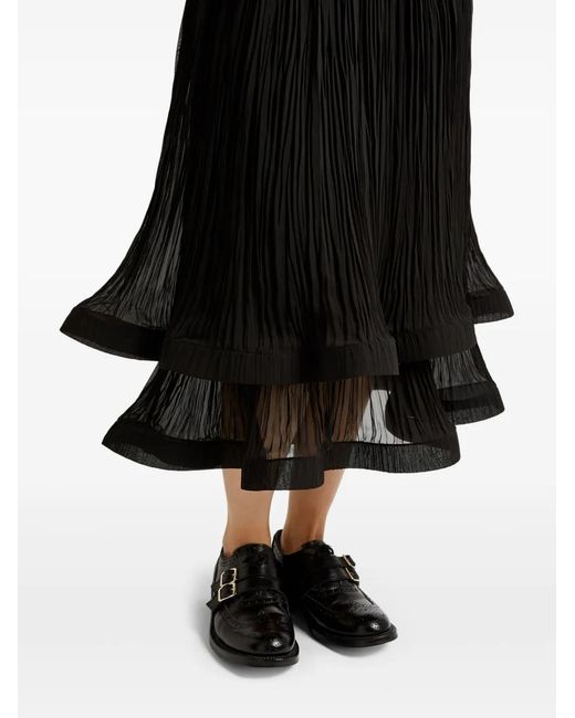 Erdem Black Pleated Midi Skirt