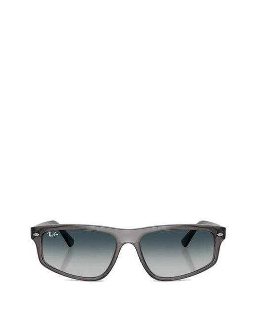 Ray-Ban Gray Rectangle-Frame Sunglasses