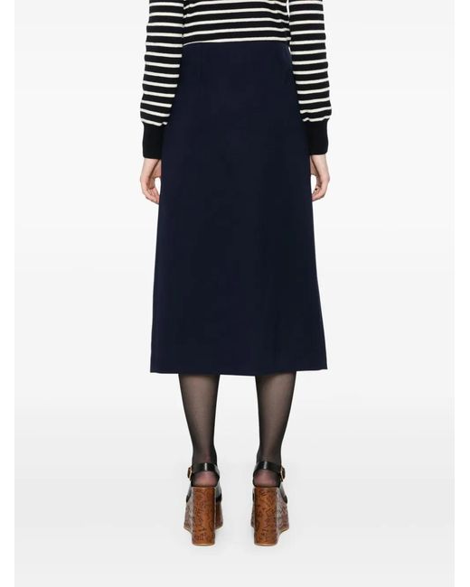 Chloé Midi-Rok Met Zijsplit in het Blue