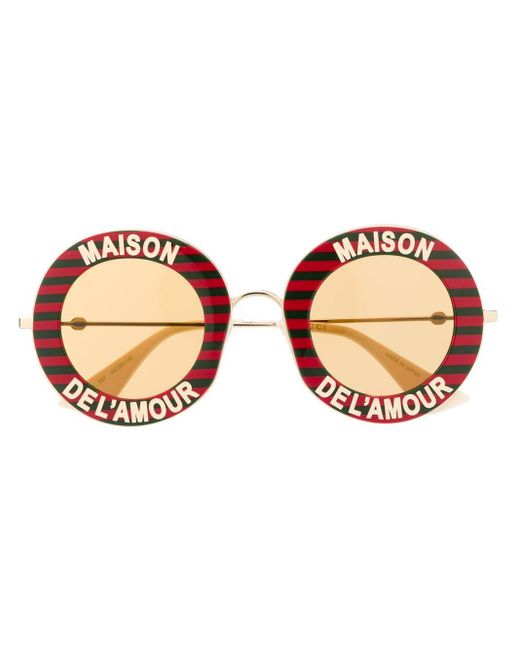Occhiali da sole tondi Maison de L'Amour di Gucci in Rosso | Lyst
