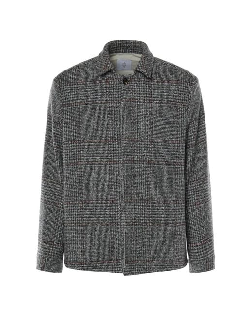 Eleventy Gray Checked Shirt Jacket for men