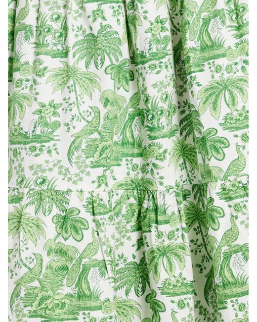 Staud Green Sea Graphic-print Maxi Skirt
