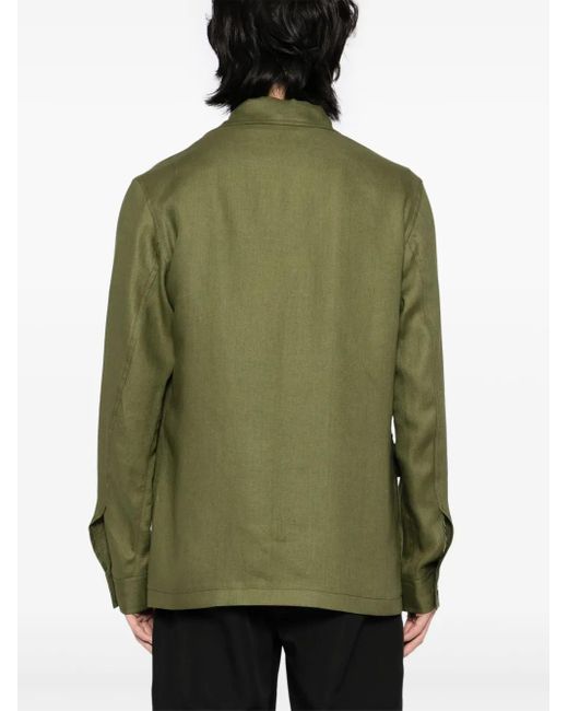 Tagliatore Green Linen Shirt Jacket for men