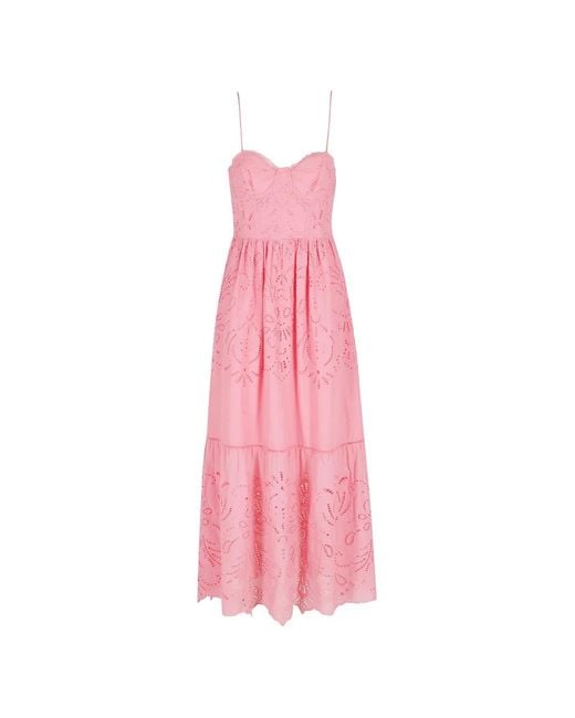 ERMANNO FIRENZE Pink Openwork-Detail Midi Dress