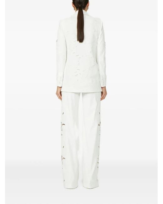 Costarellos White Neff Floral-Lace Cut-Out Blazer