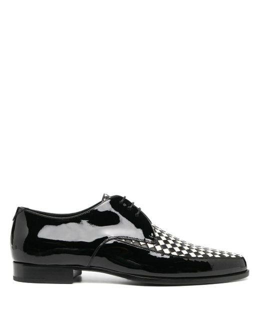 Saint Laurent Black Checkerboard Derby Shoes for men