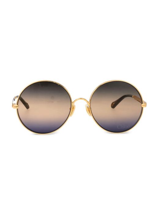 Chloé Metallic Aly Round-Frame Sunglasses