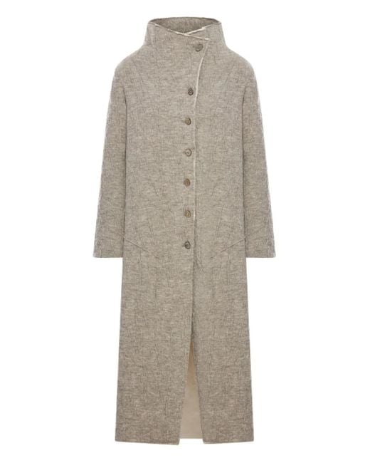 Transit Gray Funnel-Neck Button Coat