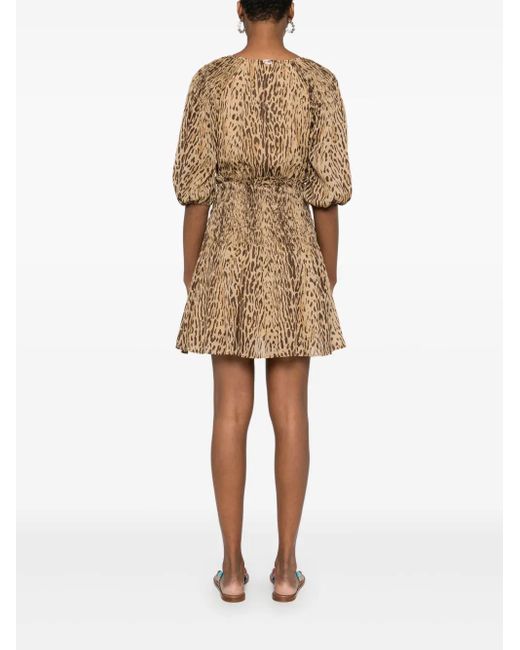 Liu Jo Natural Animalier V-Neck Mini Dress
