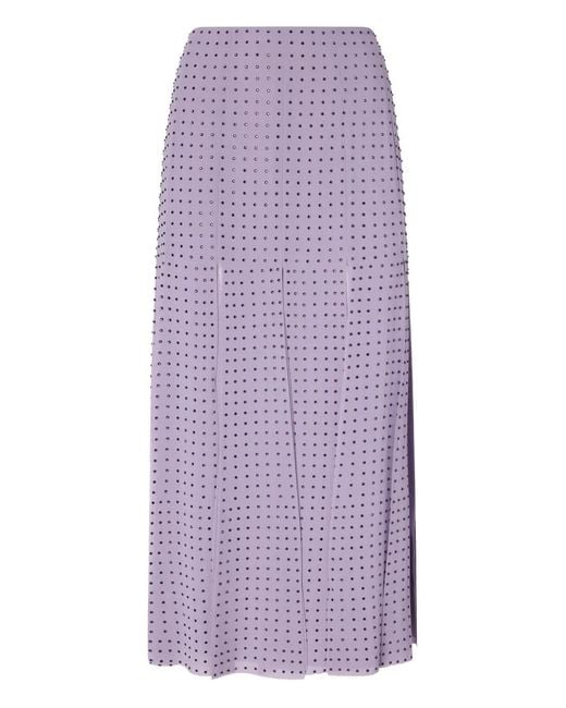Pinko Purple Rucola Embellished Fringes Midi Skirt