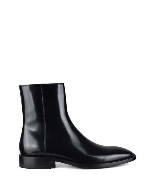 Balenciaga Black Square-Toe Leather Boots for men