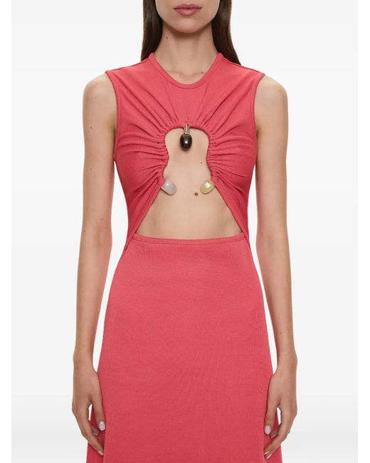 Christopher Esber Pink Hiero Stone-Embellished Cut-Out Maxi Dress