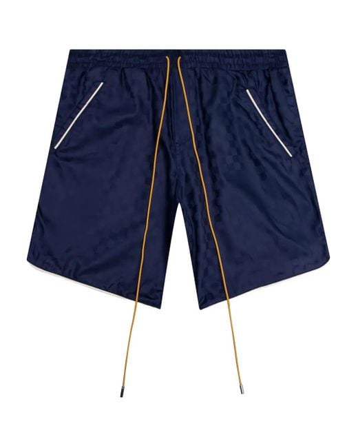Rhude Checker PJ Shorts mit Kordelzug in Blue für Herren