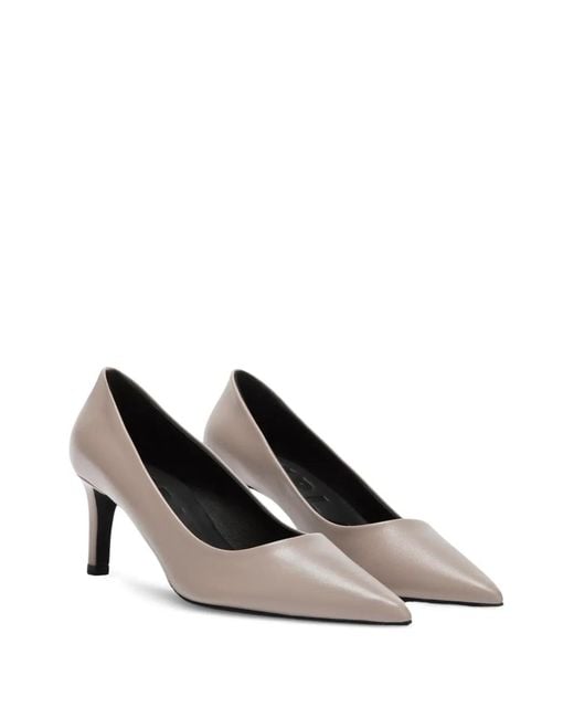 Furla White Pointed Logo Pumps