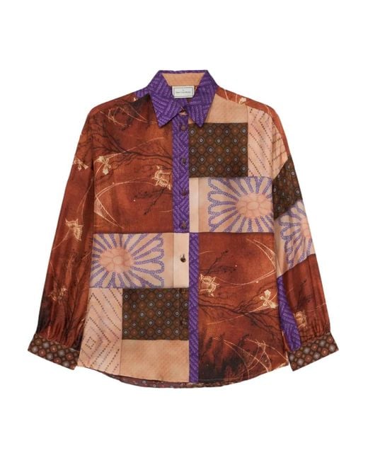 Pierre Louis Mascia Brown Patchwork-Print Shirt