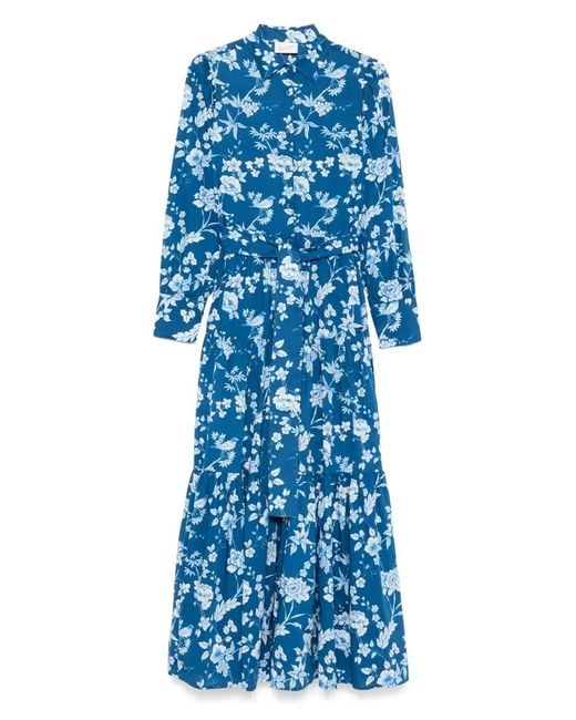 Mc2 Saint Barth Blue Cotton Maxi Dress