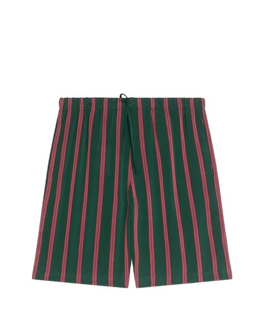 Dries Van Noten Green Striped Shorts for men