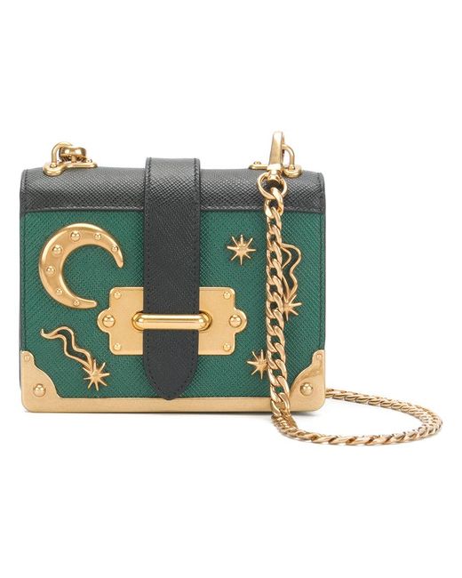 Prada Green Cahier Mini Moon And Stars Bag