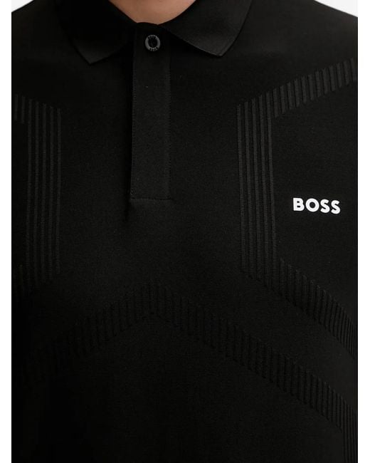 Boss Black Stripe-Detail Polo Shirt for men