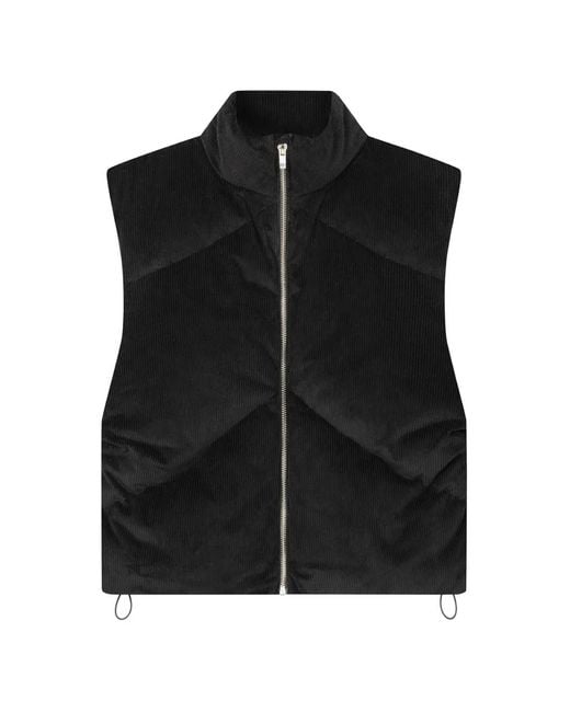 ROUGH Black Corduroy Quilted Gilet for men