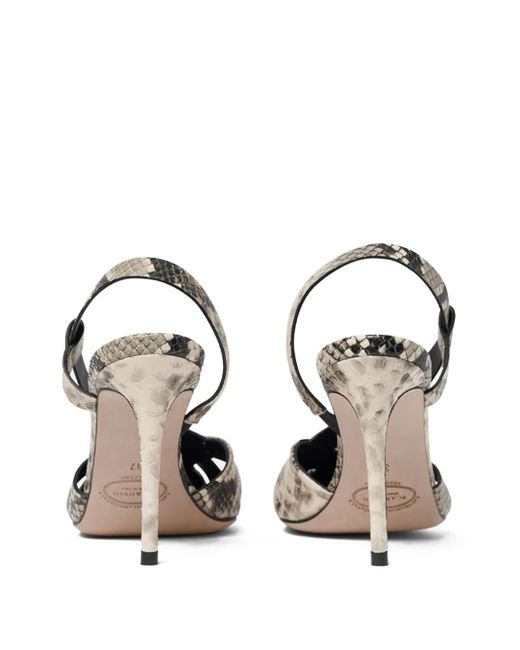 Scarosso Metallic 85Mm Athena Snakeskin-Embossed Slingback Pumps