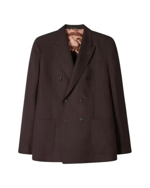 Paul Smith Brown Double-Breasted Linen Blazer for men