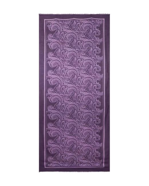 Etro Purple Paisley-Print Scarf for men