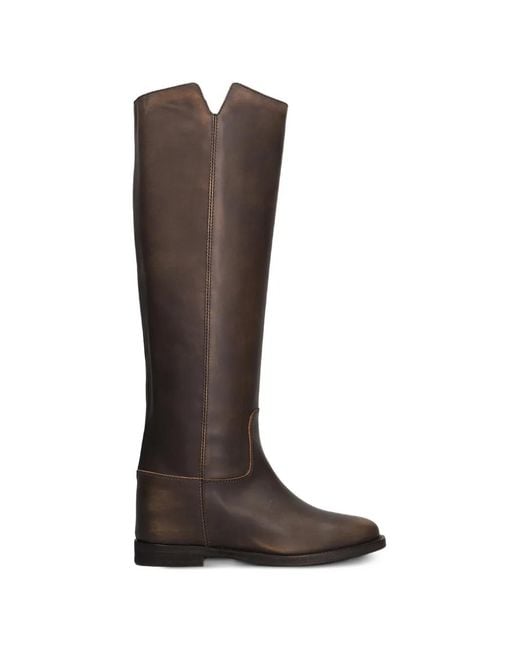 Via Roma 15 Brown V-Cut Knee-High Boots