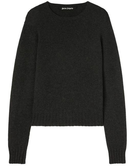Palm Angels Black Sweater With Intarsia Logo for men