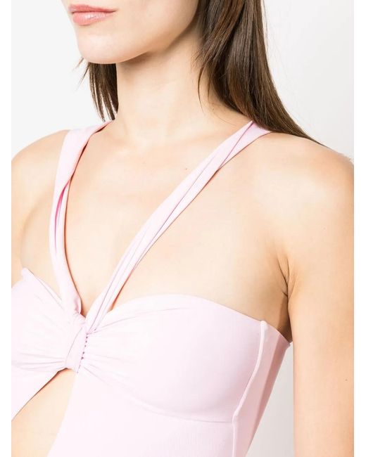 Blumarine Pink Knot-Detail Sleeveless Bodysuit