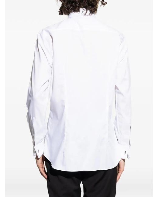 Brioni White Chemise À Boutonnière Sur Le Devant for men