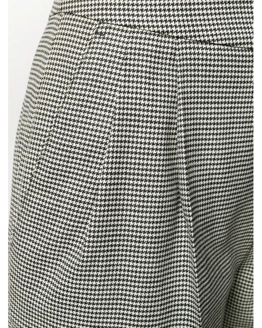 MSGM Gray Micro Houndstooth High-Waisted Trousers