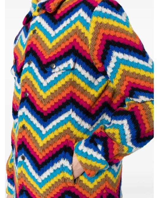 Cout de la Liberte Blue Zig-Zag Print Shirt Jacket for men