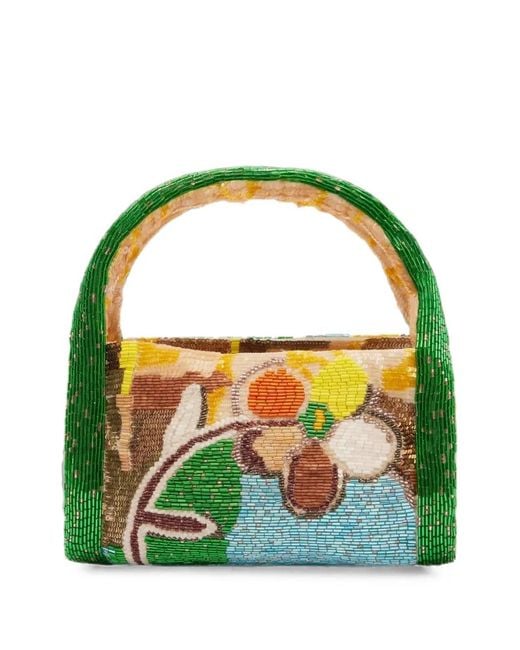 ALÉMAIS Green Limelight Beaded Barrel Bag