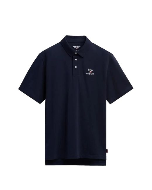 Sebago Blue Yatching Embroidered Short-Sleeve Polo Shirt for men