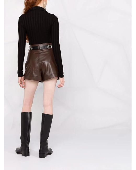 Manokhi Brown Jett Leather Shorts