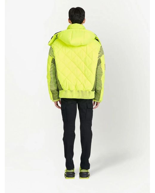 Balmain Yellow Hooded Padded Jacket for men