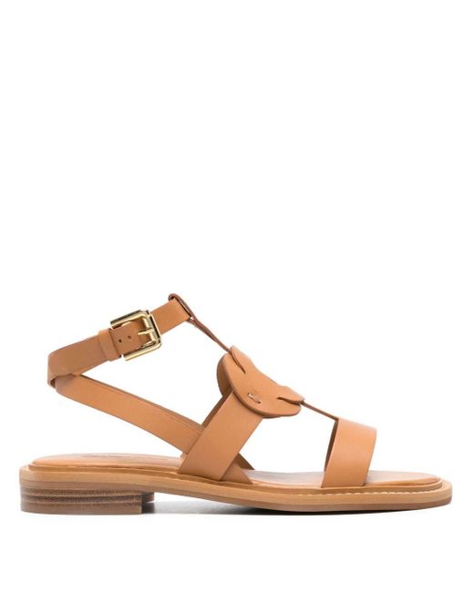 See By Chloé Brown Loys Flat Leather Sandals