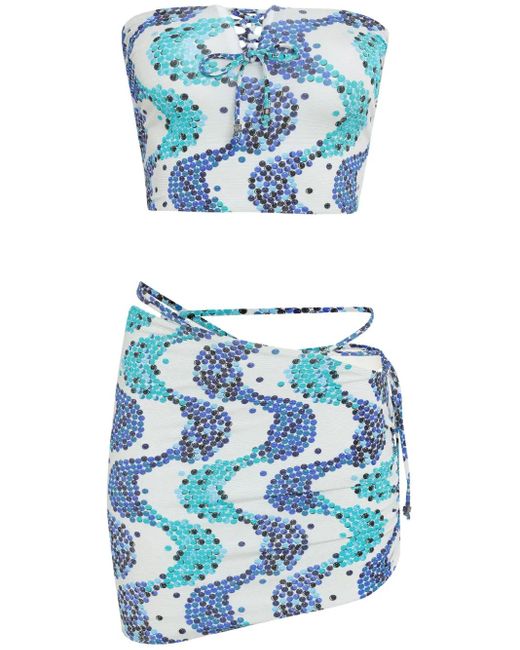 Amir Slama Blue Ruched-Detailing Mini Skirt