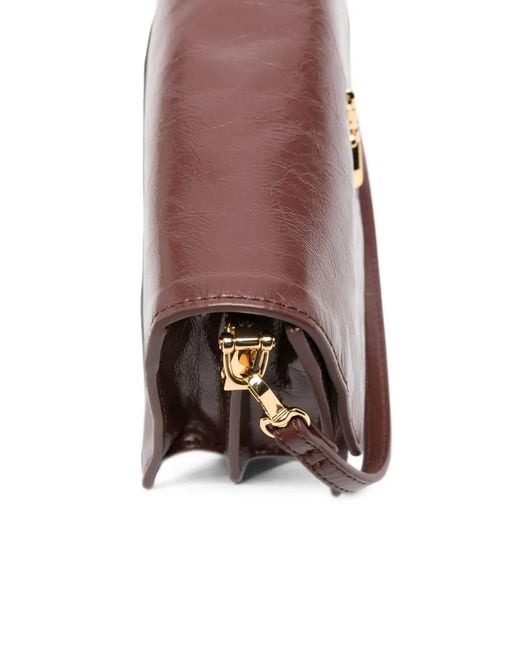 Patrizia Pepe Brown Crinkled Leather Cross Body Bag