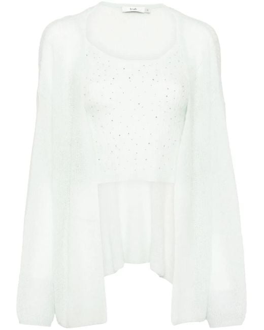 B+ AB White Long-Sleeves Cardigan Set